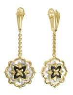 Серьги из лимонного золота c ониксом и перламутром