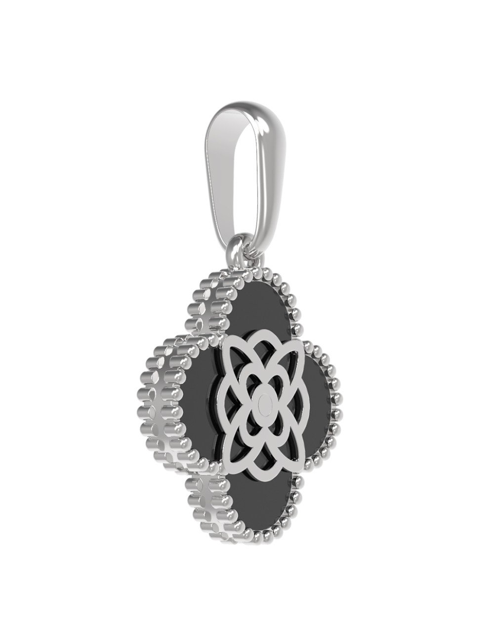 Подвеска из белого золота c бриллиантами и ониксом