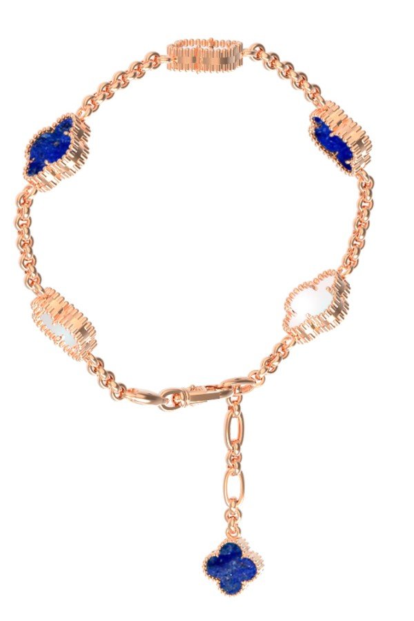 Браслет из золота c лазуритом и перламутром