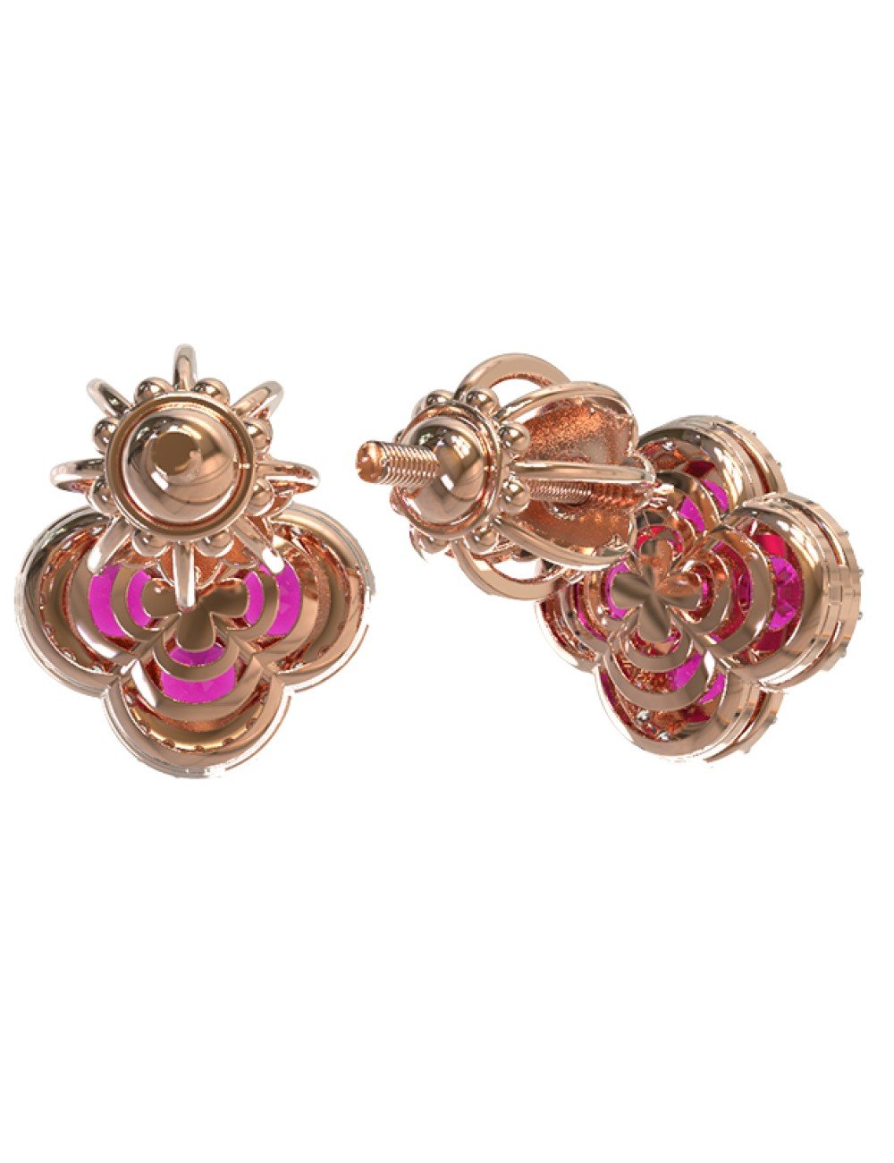 Серьги из золота c бриллиантами и рубином