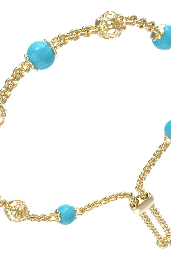 Браслет из лимонного золота c бирюзой