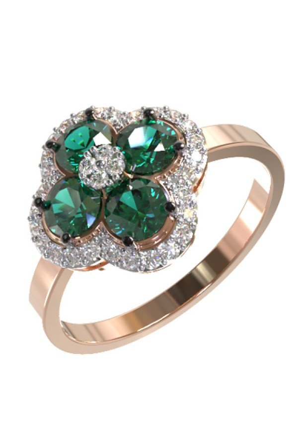 Кольцо из золота c бриллиантами и изумрудом