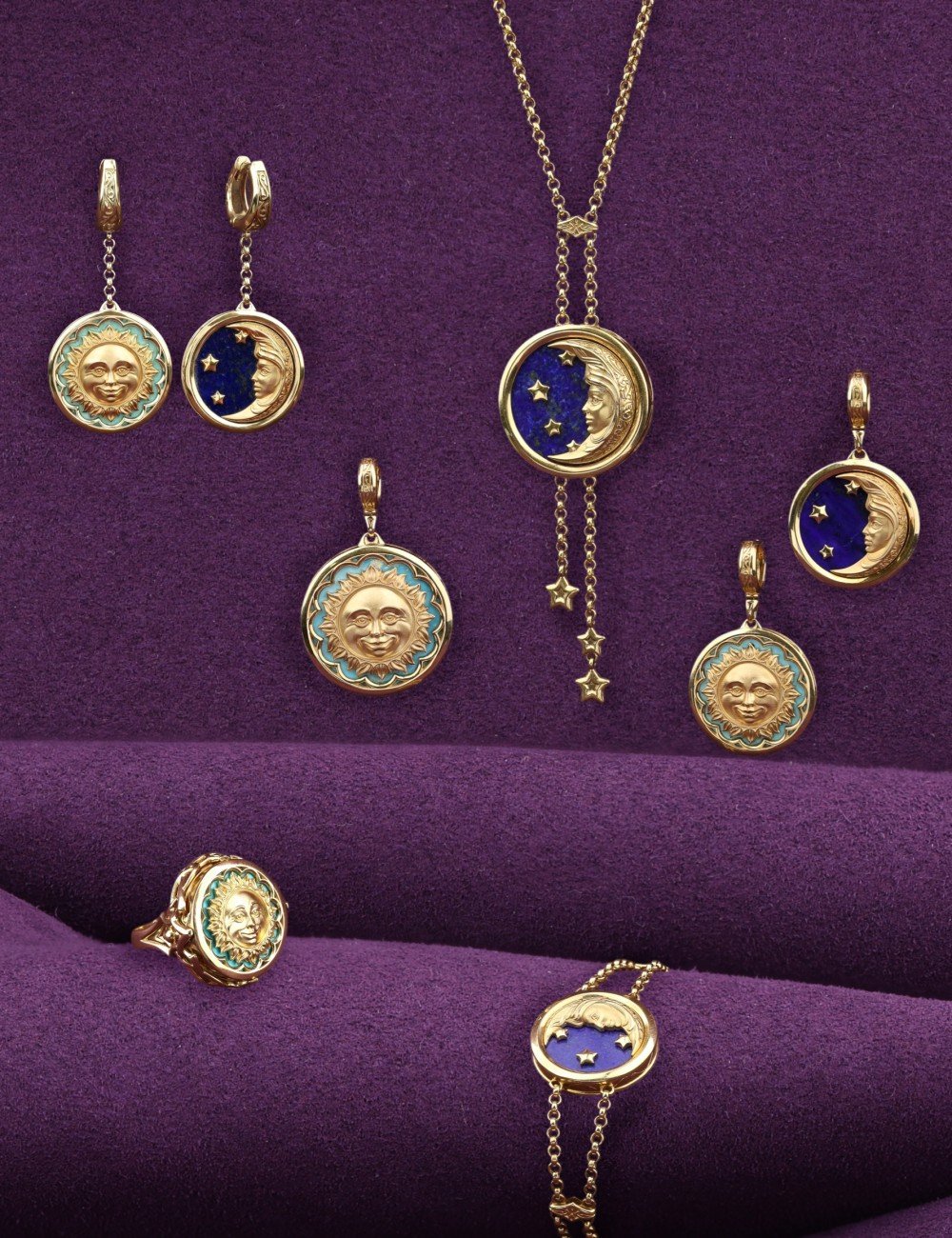 Браслет из лимонного золота c бирюзой и лазуритом