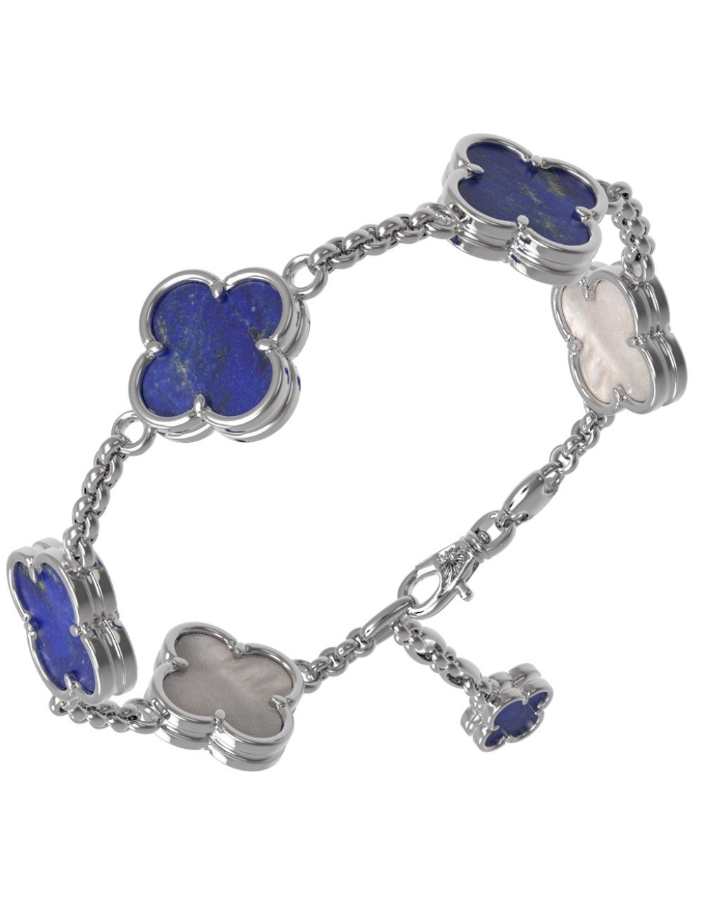 Браслет из белого золота c лазуритом и перламутром