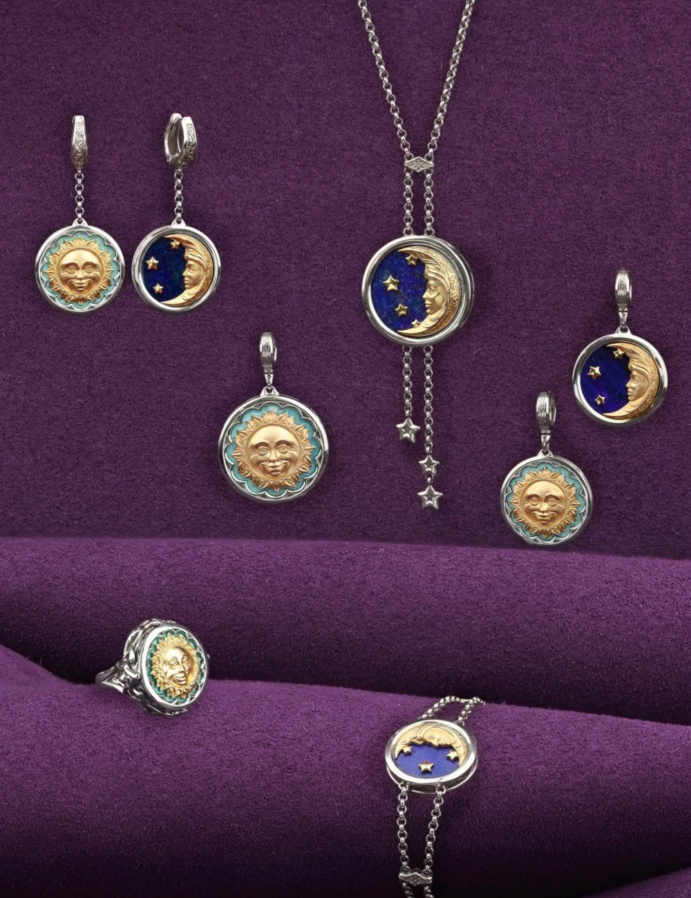 Браслет из белого золота c бирюзой и лазуритом