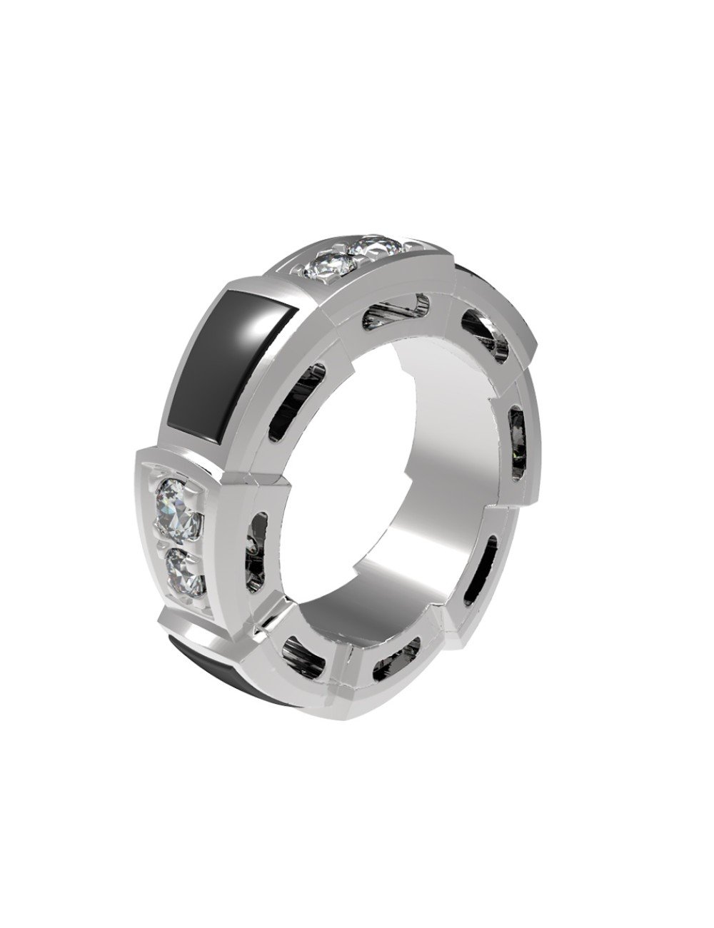 Подвеска из белого золота c бриллиантами и ониксом