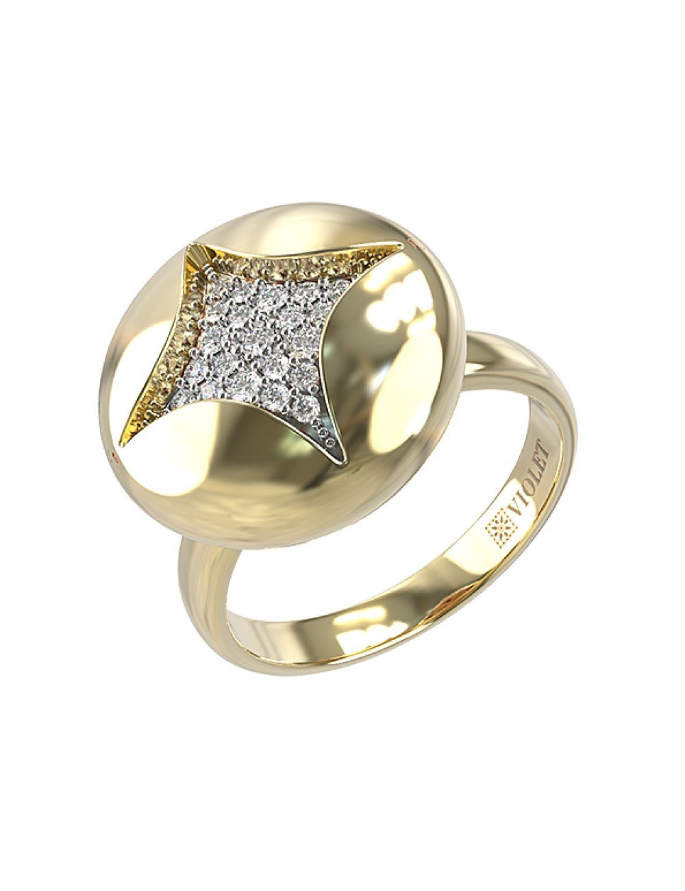 Кольцо из лимонного золота c бриллиантами