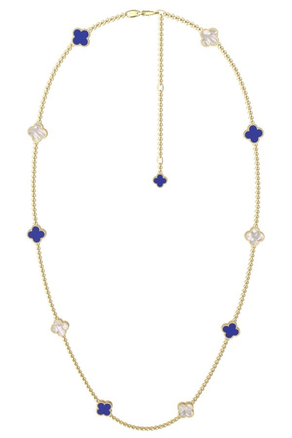 Колье из лимонного золота c лазуритом и перламутром