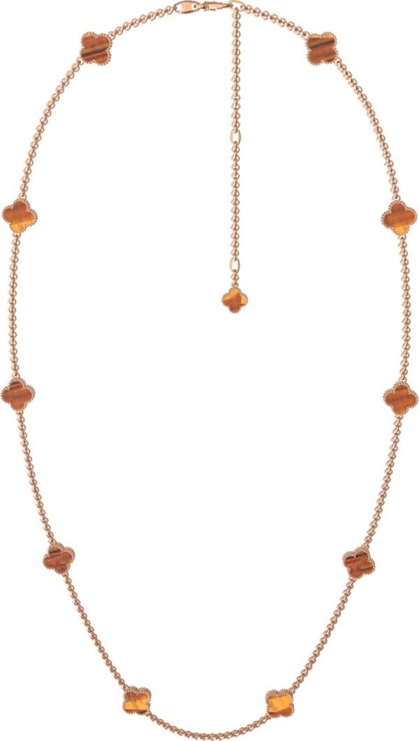 Колье из золота c тигровым глазом