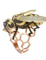 Кольцо из золота c эмалью и фианитом