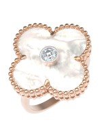 Кольцо из золота c бриллиантами и перламутром