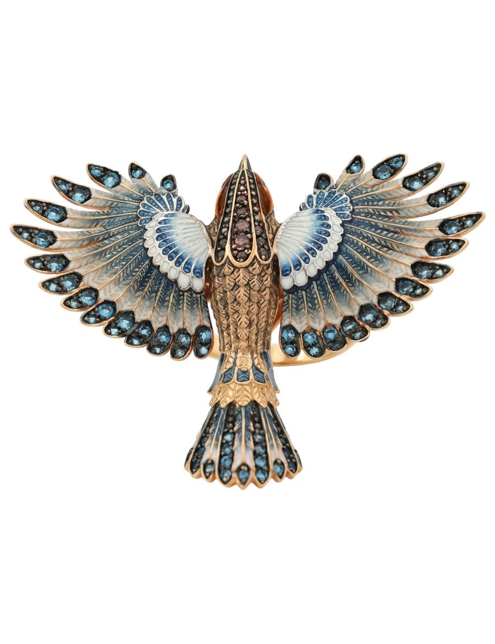 Кольцо из золота c эмалью и фианитом