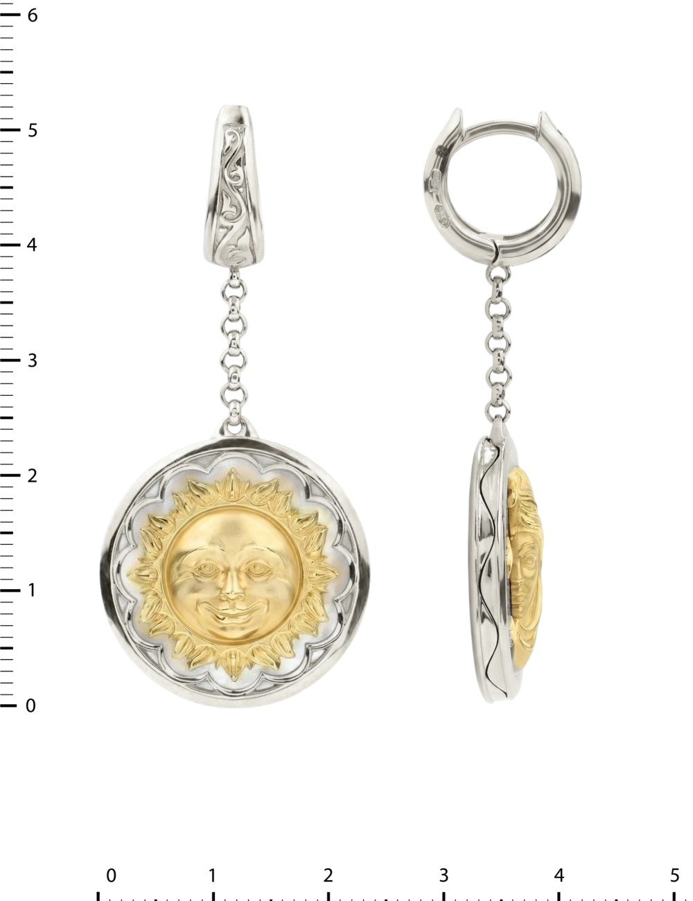 Серьги из белого золота c ониксом и перламутром