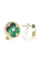 Серьги из лимонного золота c бриллиантами и малахитом