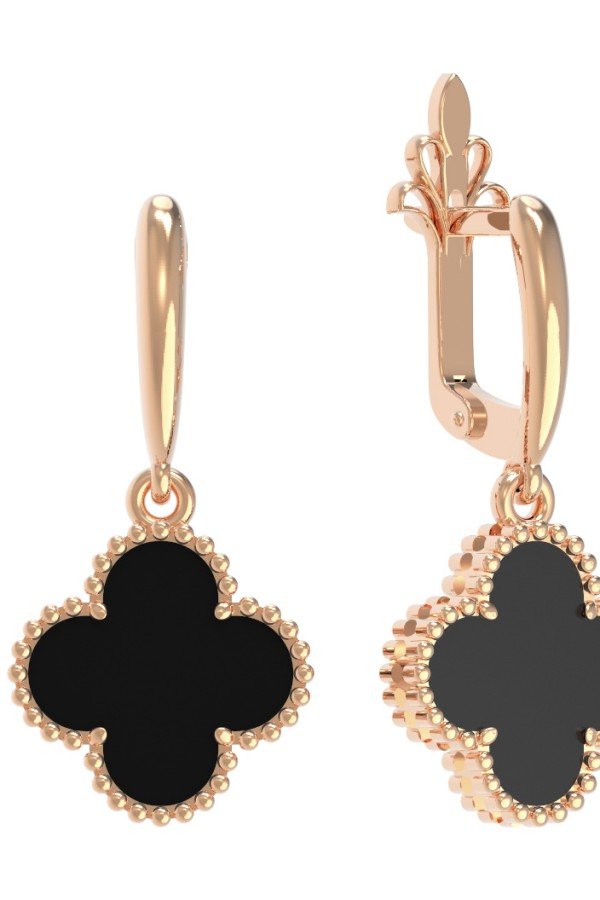 Серьги из золота c ониксом