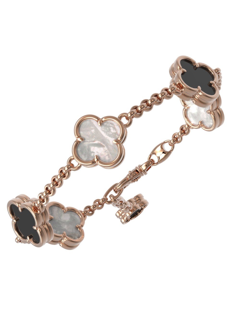 Браслет из золота c ониксом и перламутром