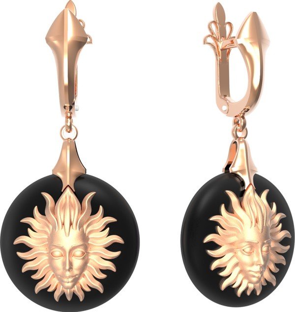 Серьги из золота c ониксом