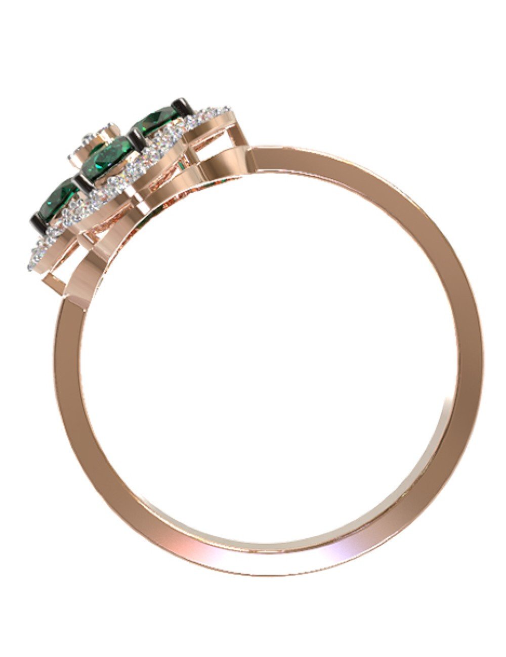 Кольцо из золота c бриллиантами и изумрудом