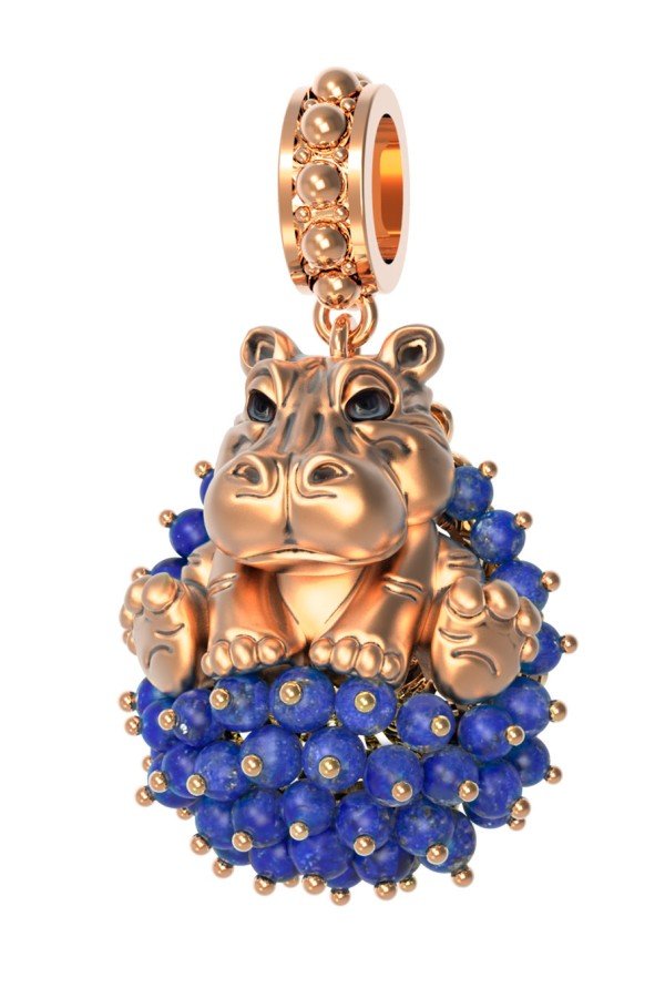 Подвеска из золота c эмалью и лазуритом