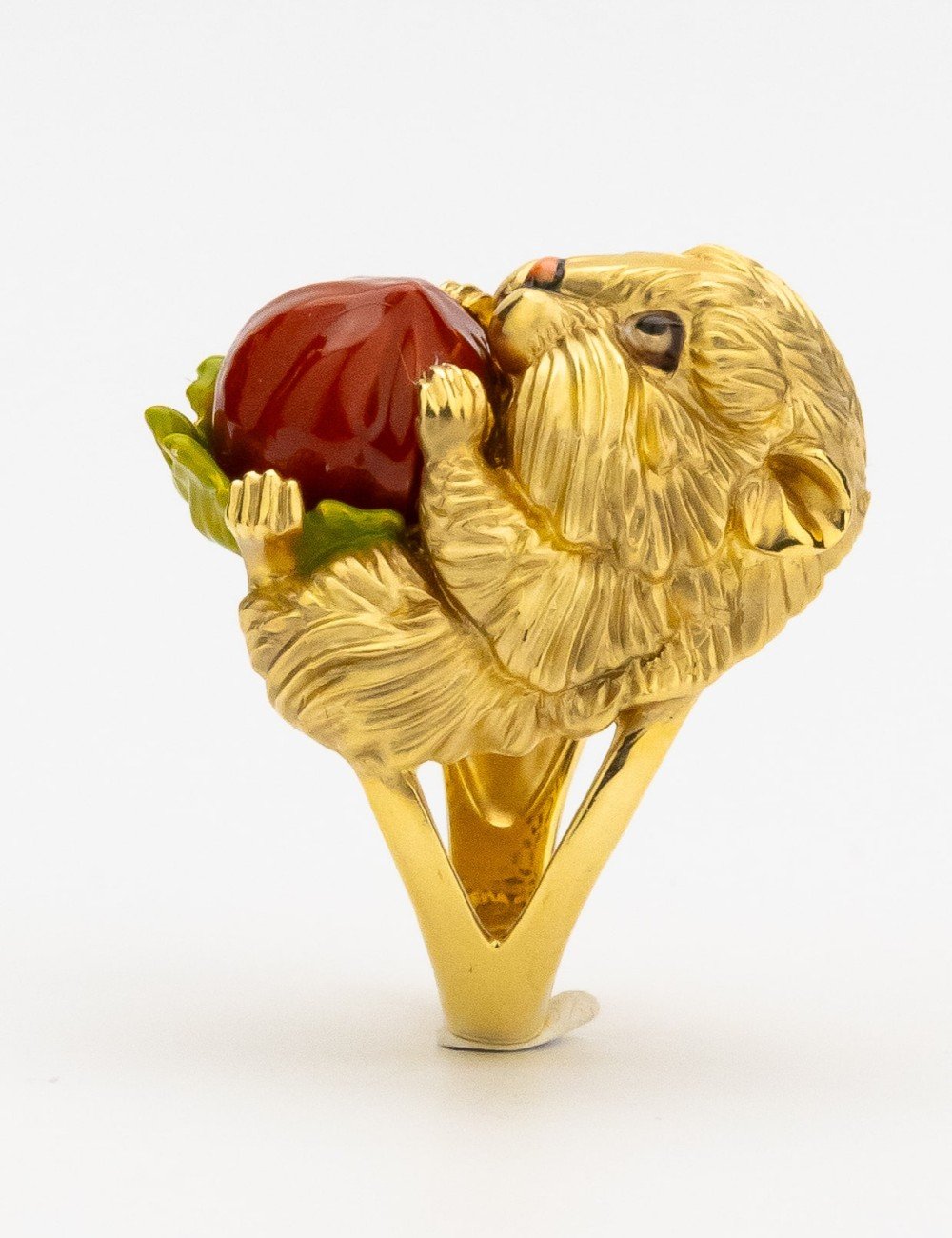 Кольцо из лимонного золота c эмалью