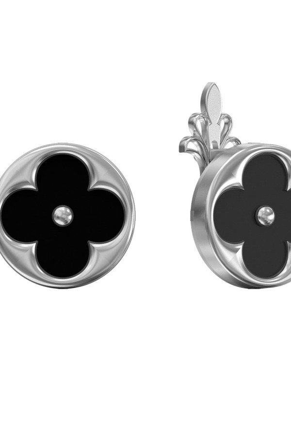 Серьги из белого золота c ониксом