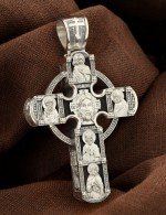 Крест из серебра 925 пробы и золота 585 пробы c эбеновым деревом