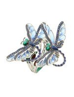 Кольцо из белого золота c сапфиром и эмалью