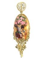 Подвеска из лимонного золота c росписным янтарём