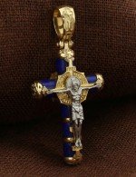 Крест из лимонного золота c лазуритом