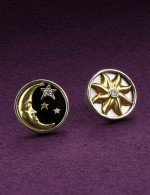 Серьги из белого золота c бриллиантами, ониксом и перламутром