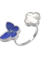 Кольцо из белого золота c лазуритом и перламутром