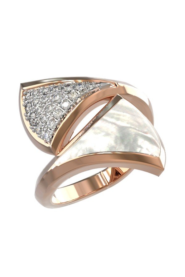 Кольцо из золота c бриллиантами и перламутром