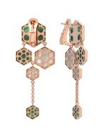 Серьги из золота c малахитом и перламутром