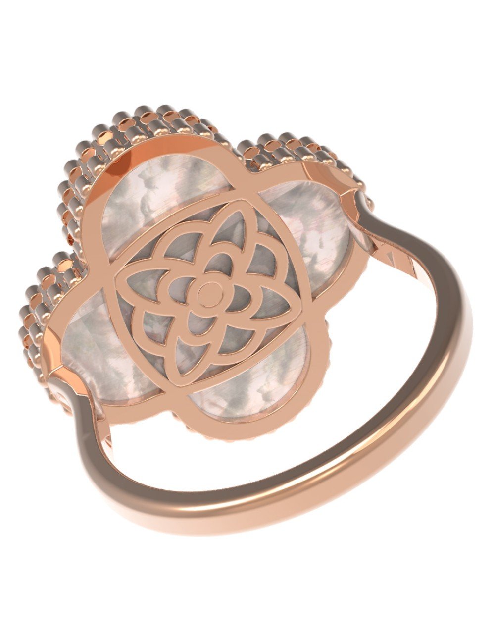 Кольцо из золота c бриллиантами и перламутром