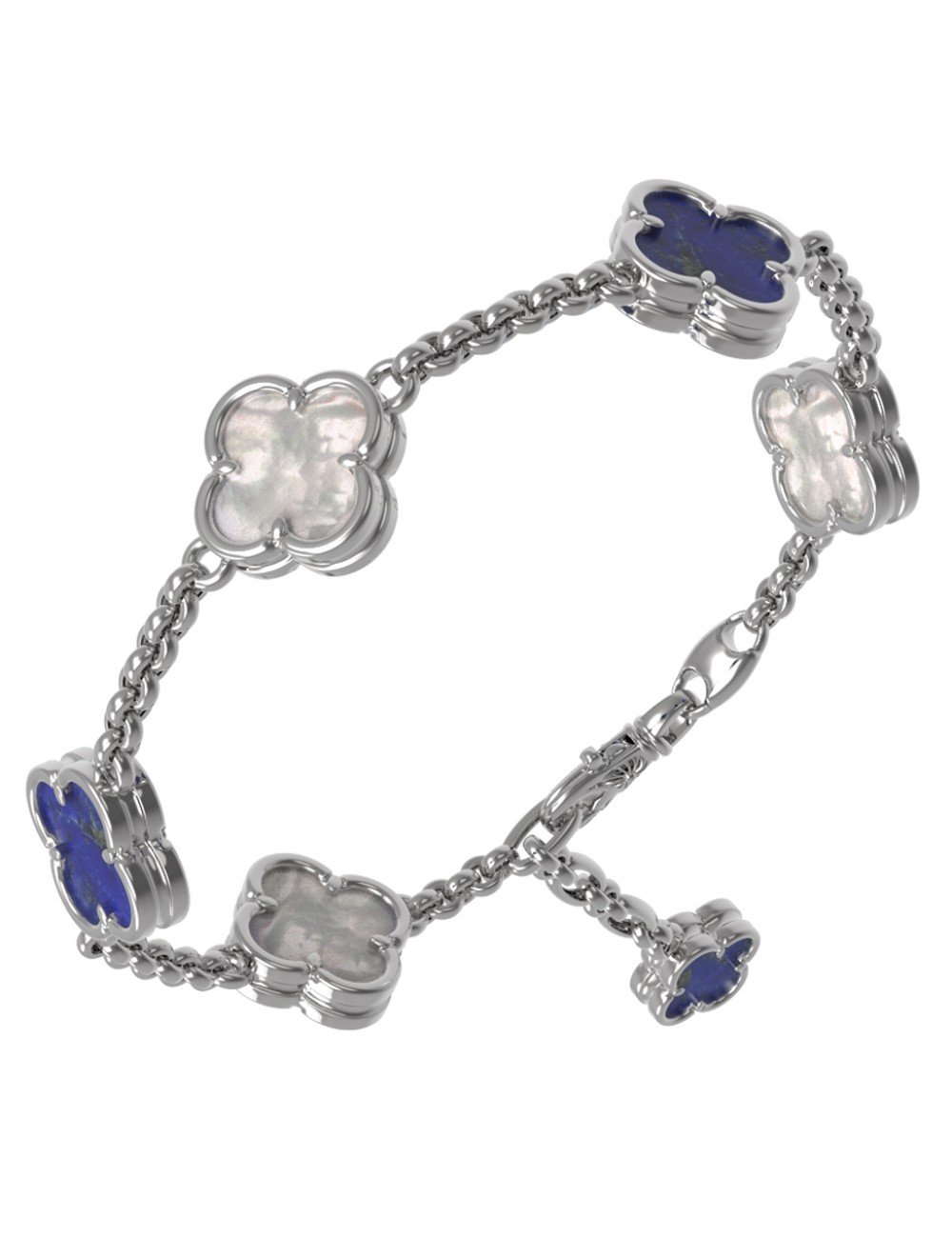 Браслет из белого золота c лазуритом и перламутром