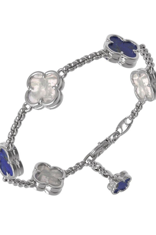 Браслет из белого золота c лазуритом и перламутром