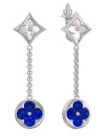 Серьги из белого золота c лазуритом и перламутром