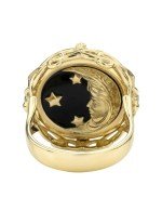 Кольцо из лимонного золота c ониксом и перламутром