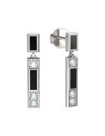 Серьги из белого золота c бриллиантами и ониксом