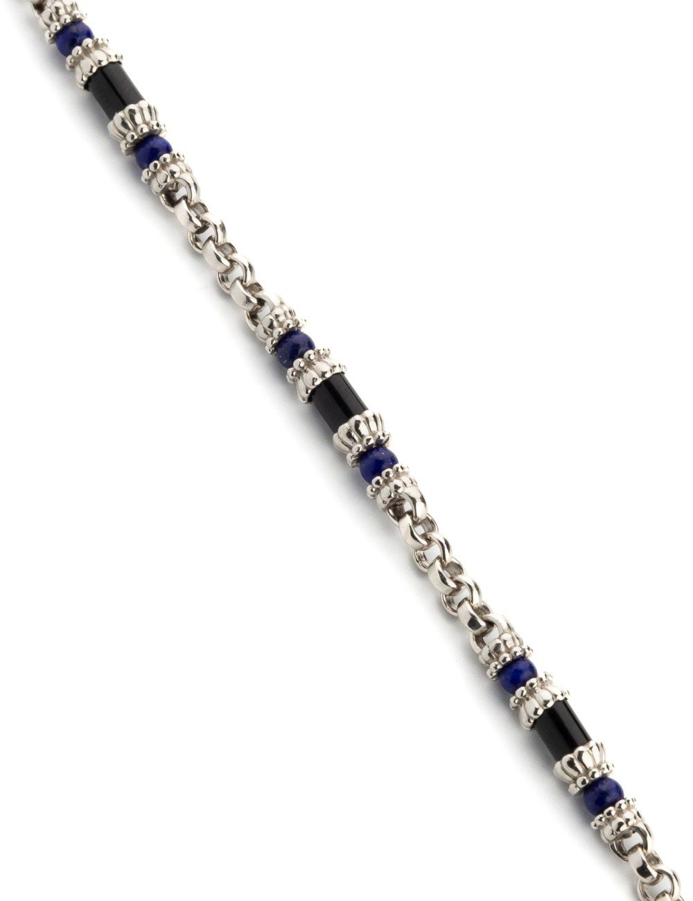Браслет из белого золота c ониксом и лазуритом