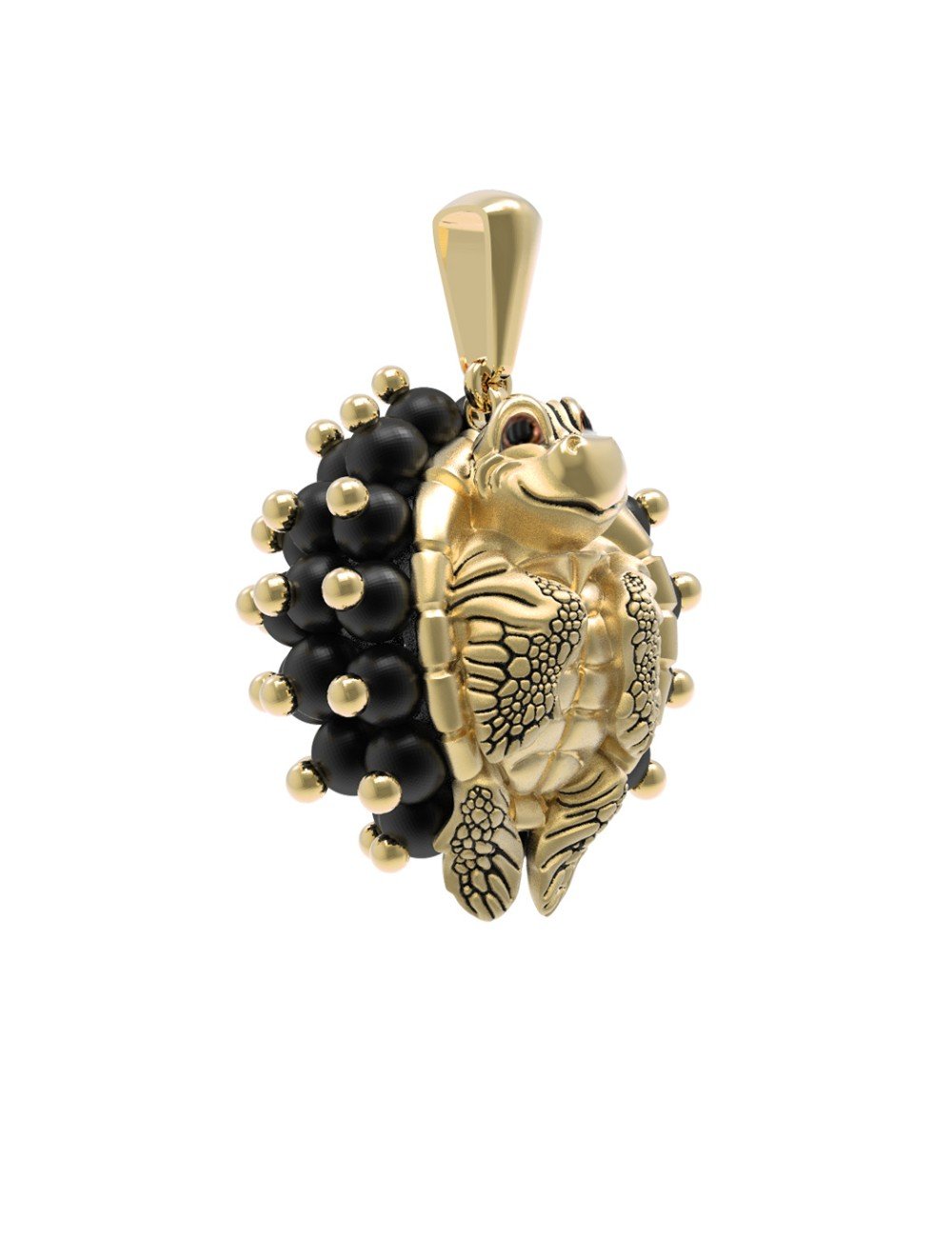 Подвеска из лимонного золота c эмалью и ониксом