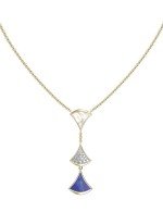 Колье из лимонного золота c бриллиантами, лазуритом и перламутром