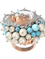 Кольцо из золота c жемчугом и бирюзой