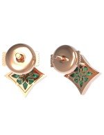 Серьги из золота c бриллиантами и малахитом