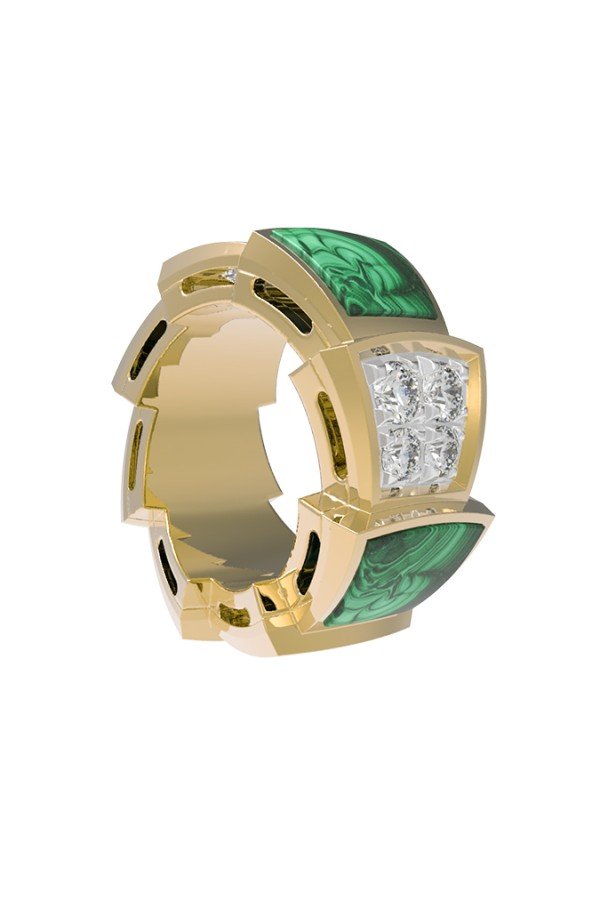 Подвеска из лимонного золота c бриллиантами и малахитом