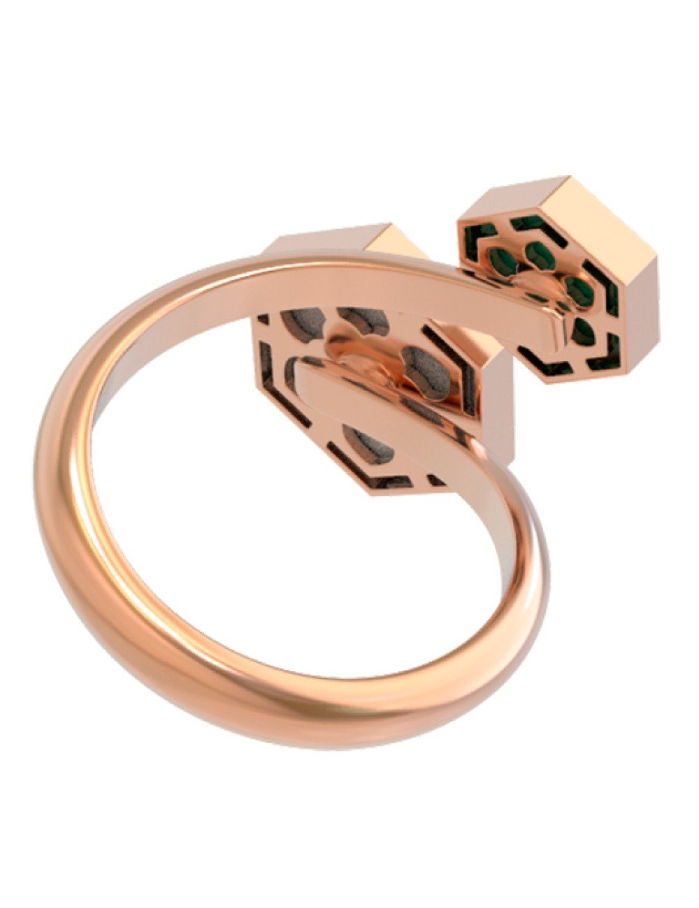 Кольцо из золота c малахитом и перламутром