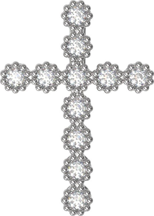 Крест из белого золота c бриллиантами