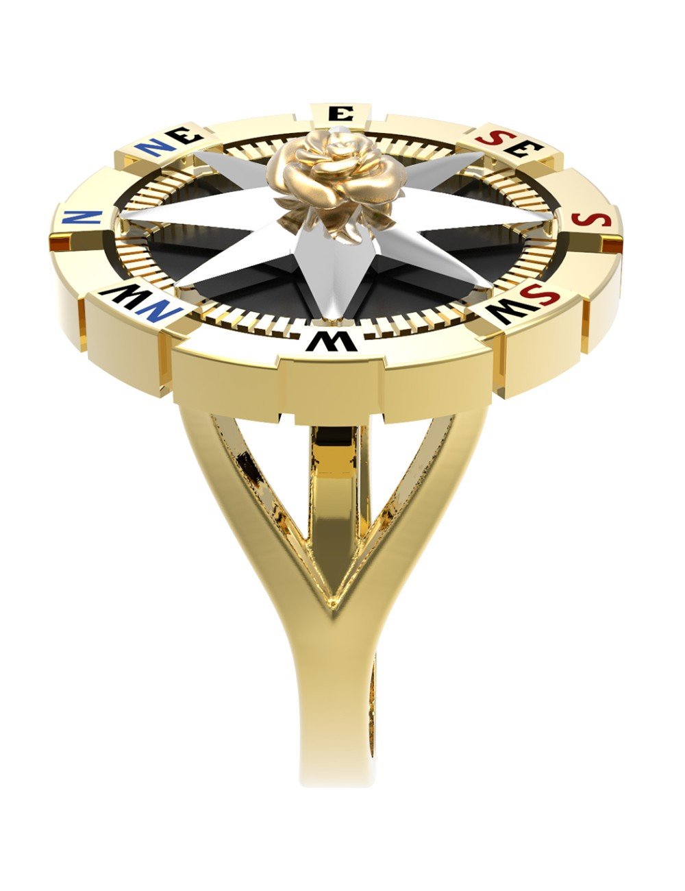 Кольцо из лимонного золота c эмалью и ониксом