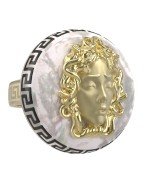 Кольцо из лимонного золота c эмалью и перламутром