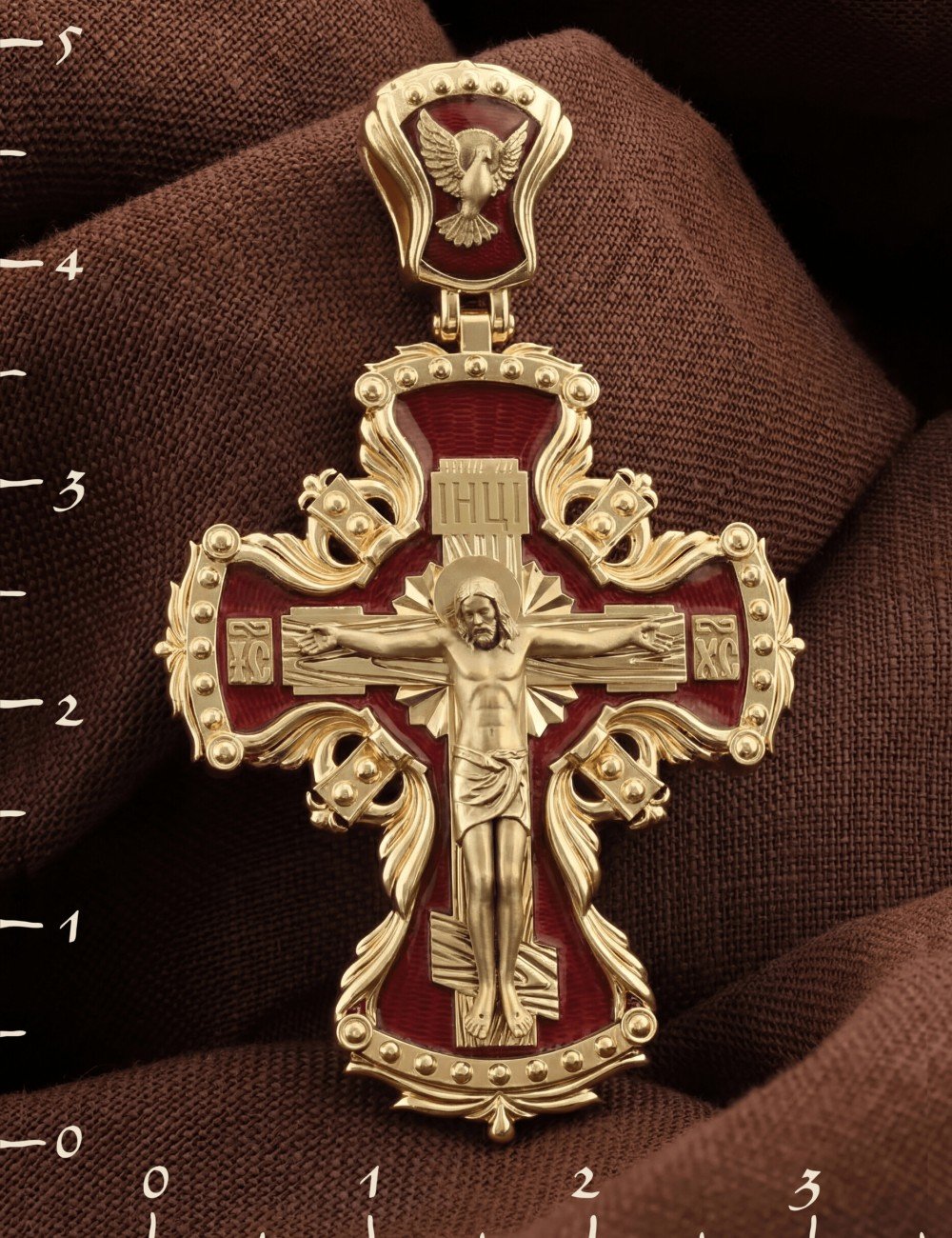 Крест из лимонного золота c эмалью